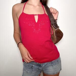 Y2k red arizona halter top